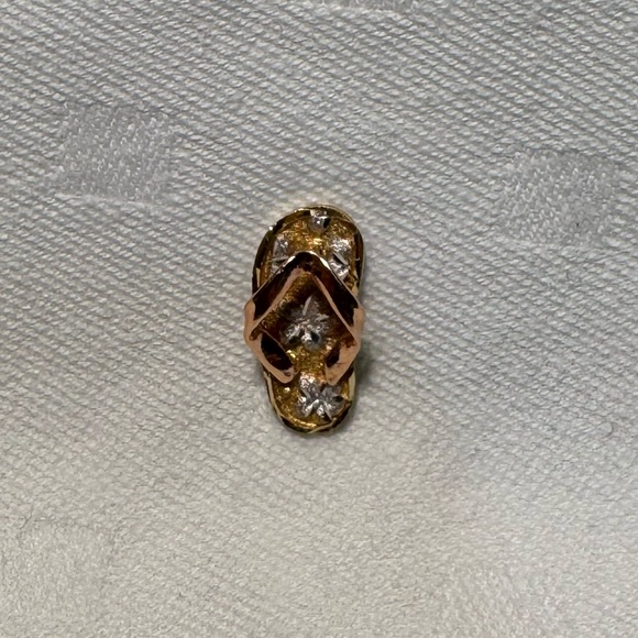 14k Solid Gold Two Tone Flip Flop Sandal Pendant / Charm